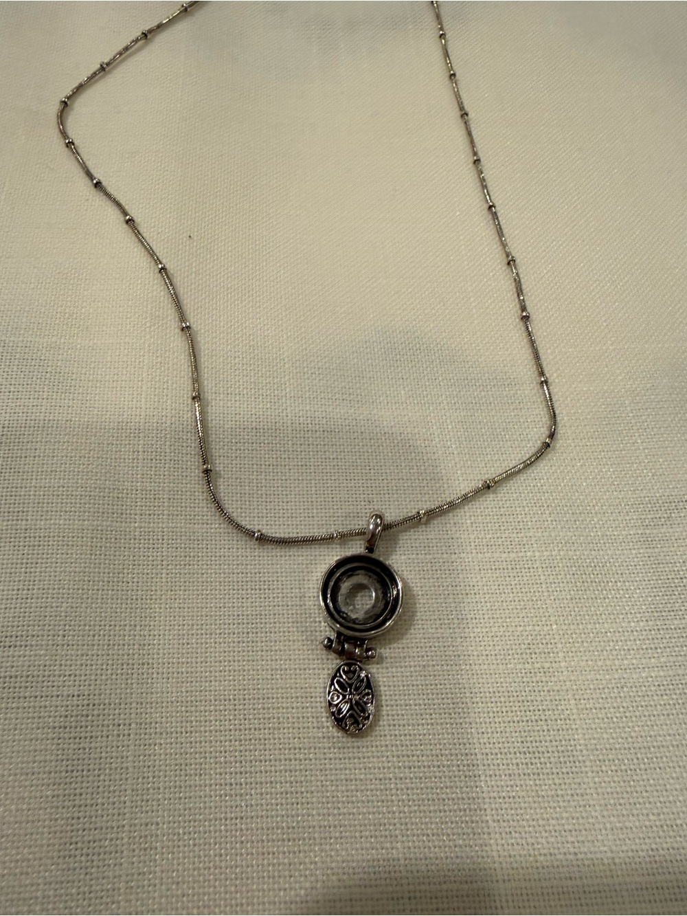 Sterling Silver Clear Locket Pendant Necklace - Silver